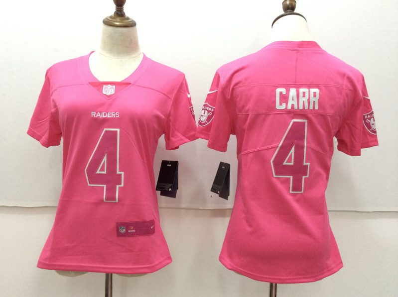 Women Oakland Raiders #4 Carr pink Nike Vapor Untouchable Limited NFL Jerseys->women nfl jersey->Women Jersey
